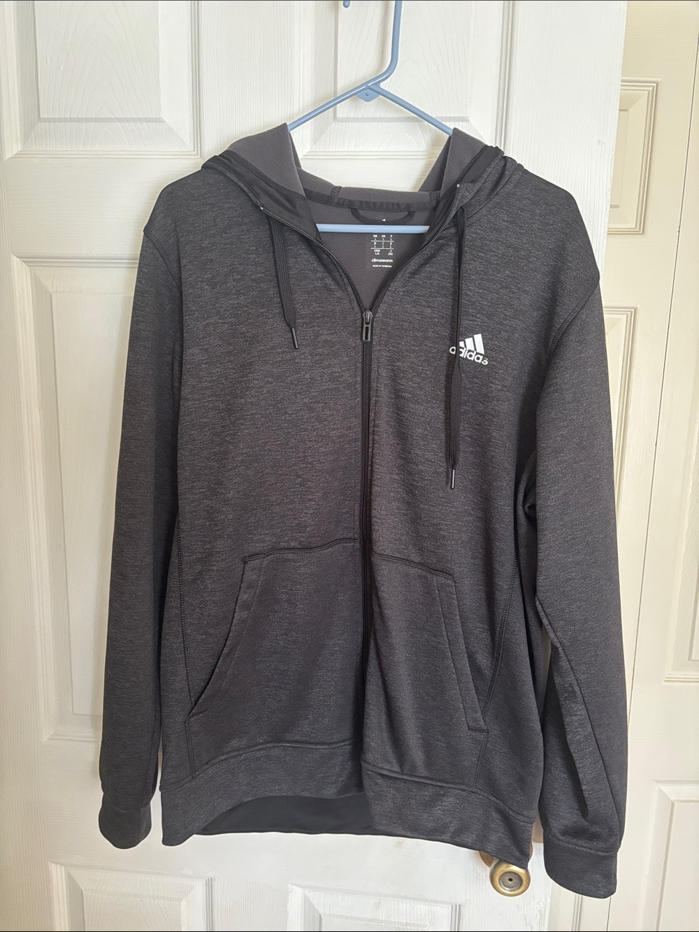 adidas Men’s Charcoal Gray Full-Zip Hoodie